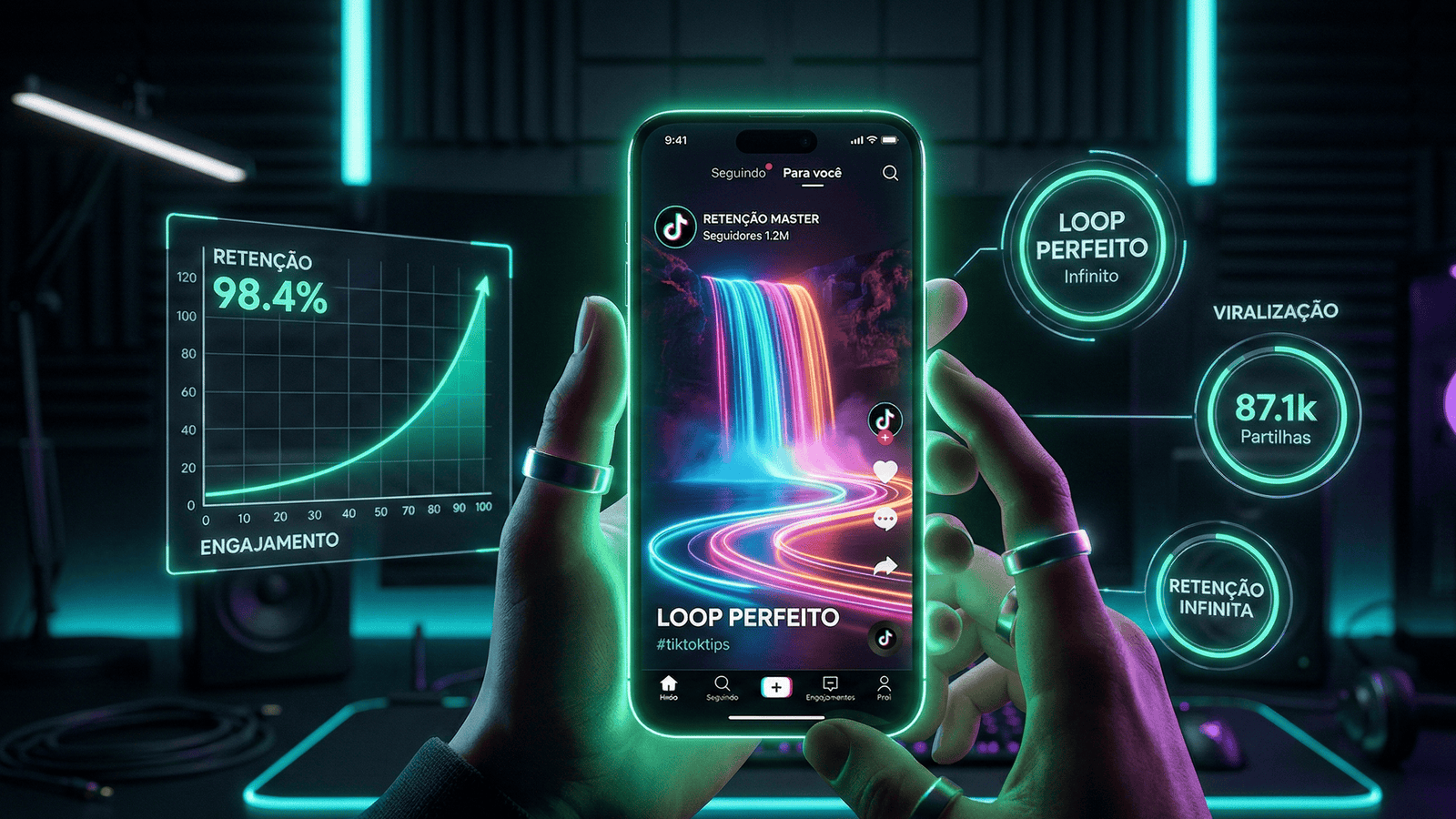 Estatísticas de retenção e loop perfeito no TikTok